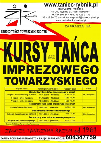 Studio Tańca Towarzyskiego TZR zaprasza na nowe kursy tańca towarzyskiego i imprezowego